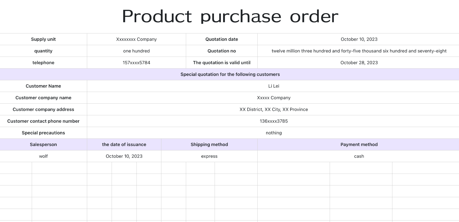 Commodity purchase order 1